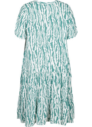 Kortärmad viskosklänning med mönster, Green Animal Print, Packshot image number 1