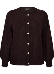 Cardigan med hj&auml;rtformade knappar, Brun