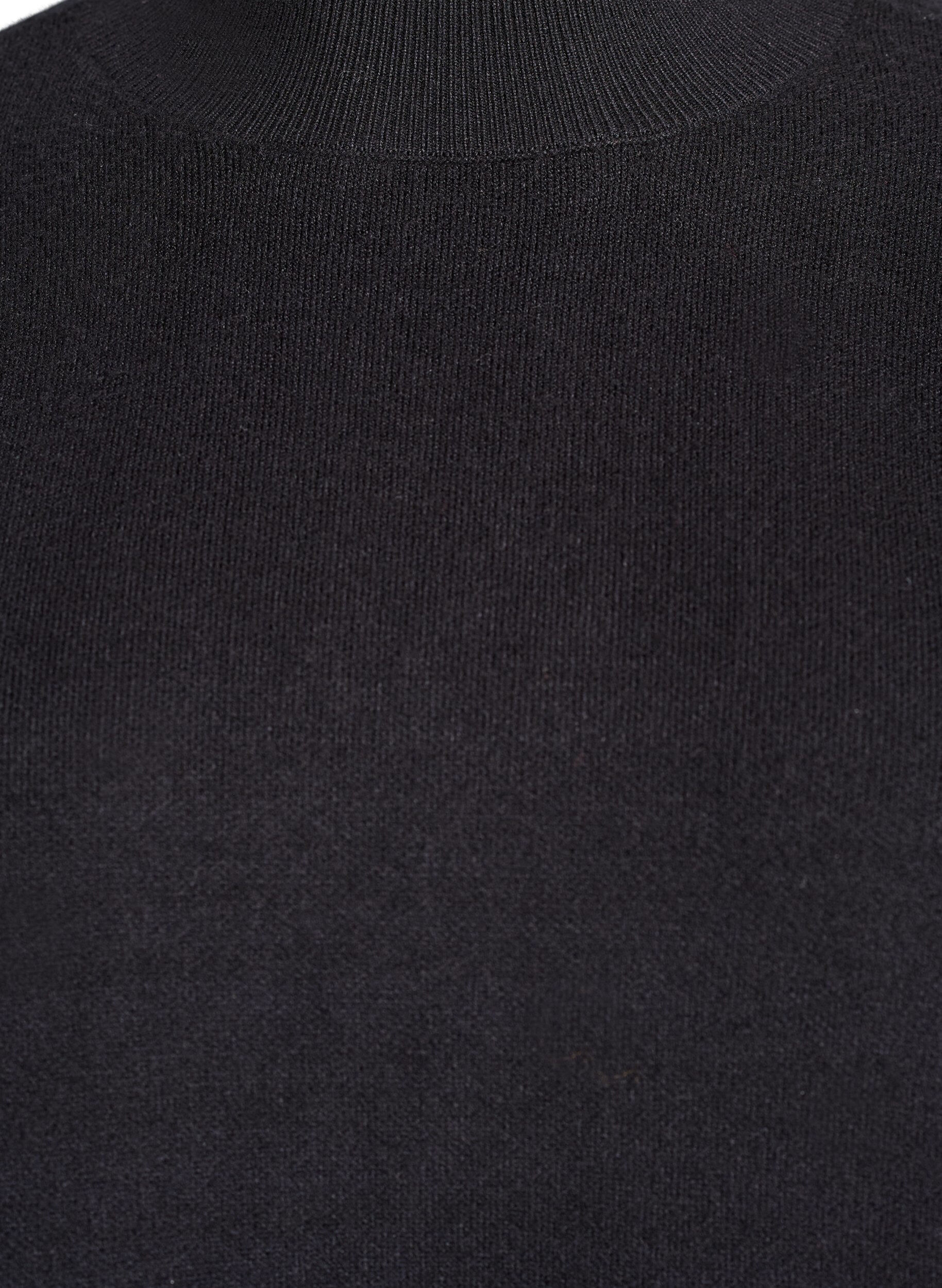 Zizzi Stickad blus med h&ouml;g hals, Svart, Packshot image number 2