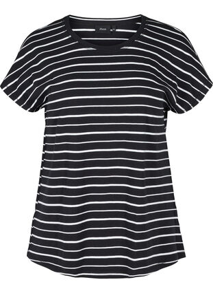Randig t-shirt i bomull, Black/White Stripe, Packshot image number 0
