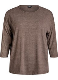 Jerseyblus med 3/4-&auml;rm, Brun