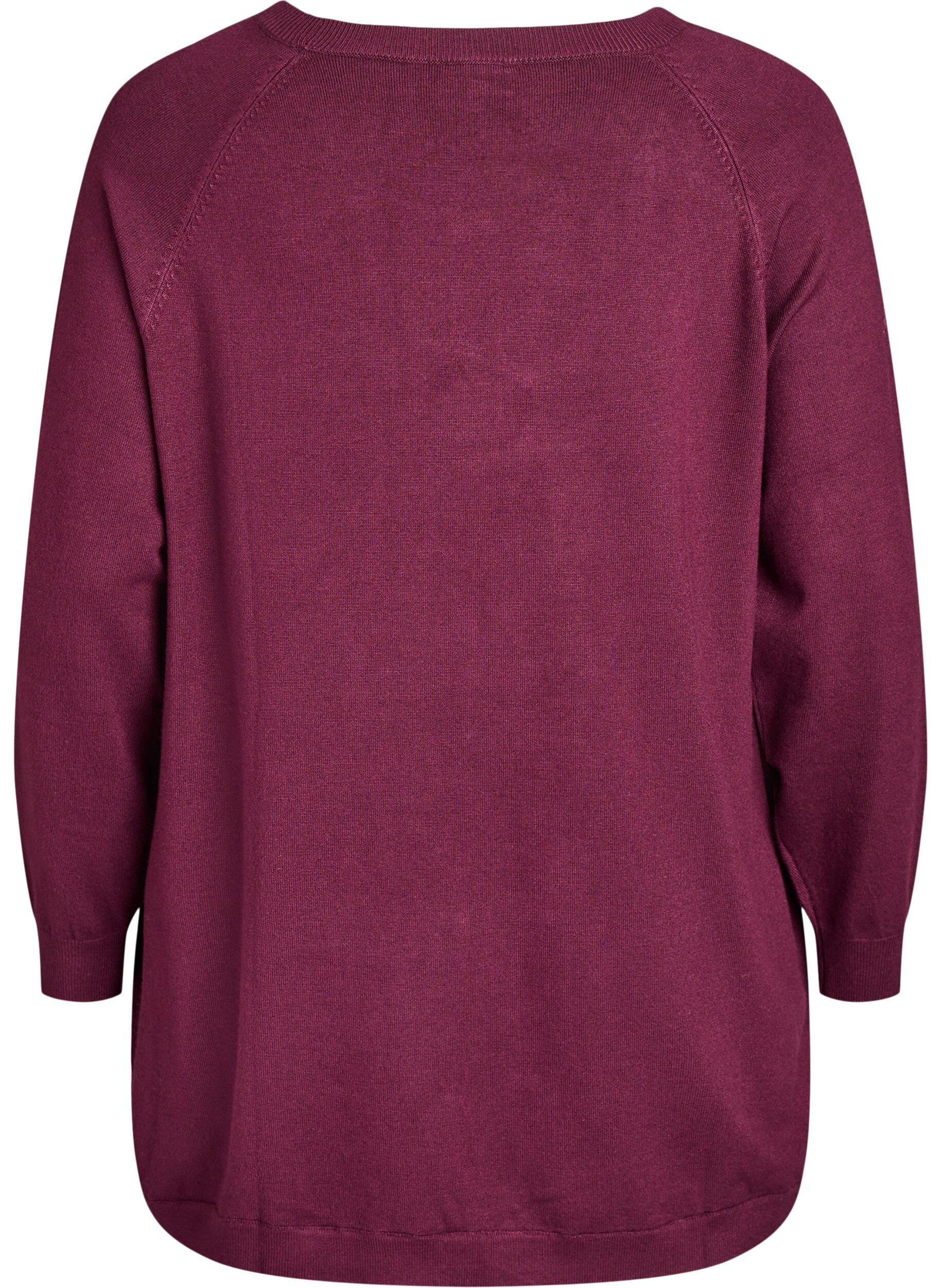 ZizziStickad blus med knappar i sidan, R&ouml;d, Packshot image number 1