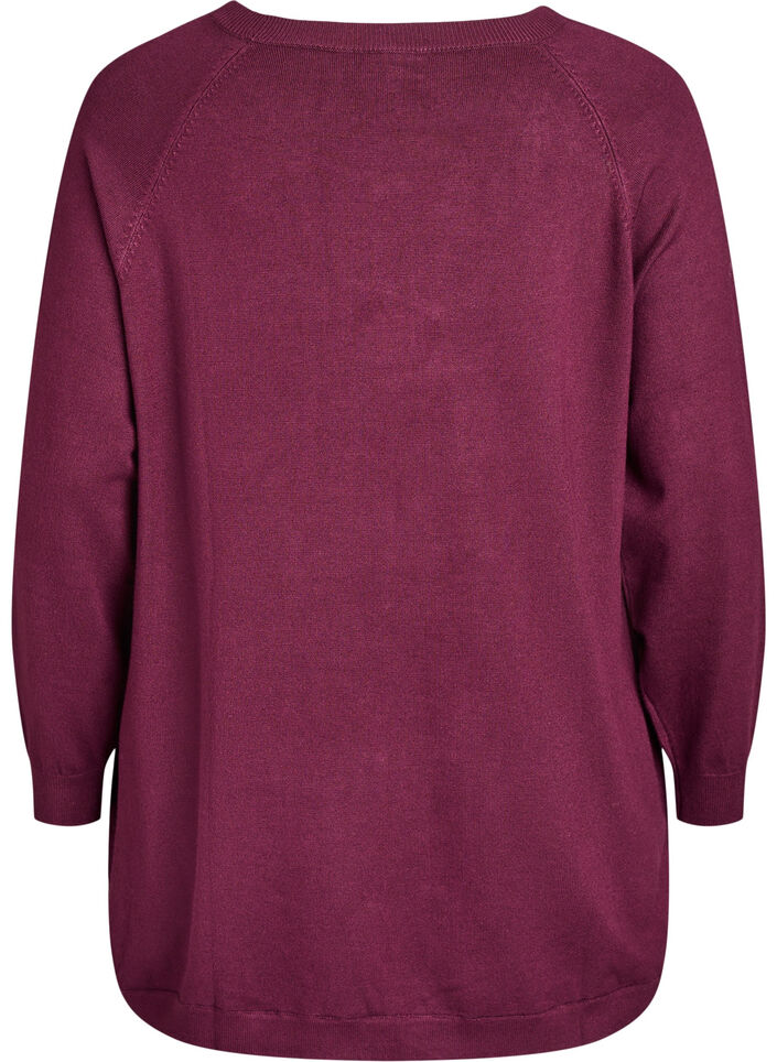 Stickad blus med knappar i sidan, R&ouml;d, Packshot image number 1