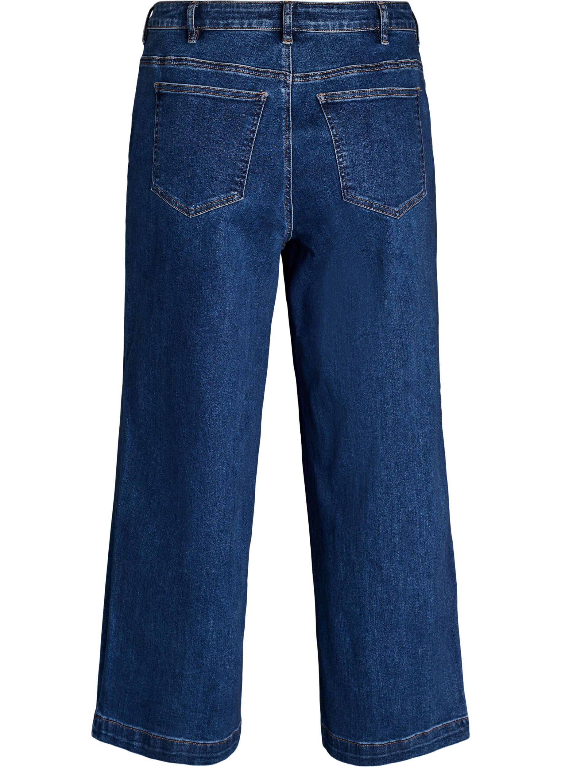 Zizzi Kiana jeans med rak passform och h&ouml;g midja, Bl&aring;, Packshot image number 1