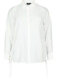 Skjorta i viskos med volangdetalj, Bright White