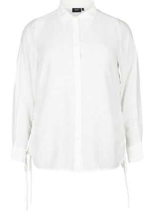 Skjorta i viskos med volangdetalj, Bright White, Packshot image number 0