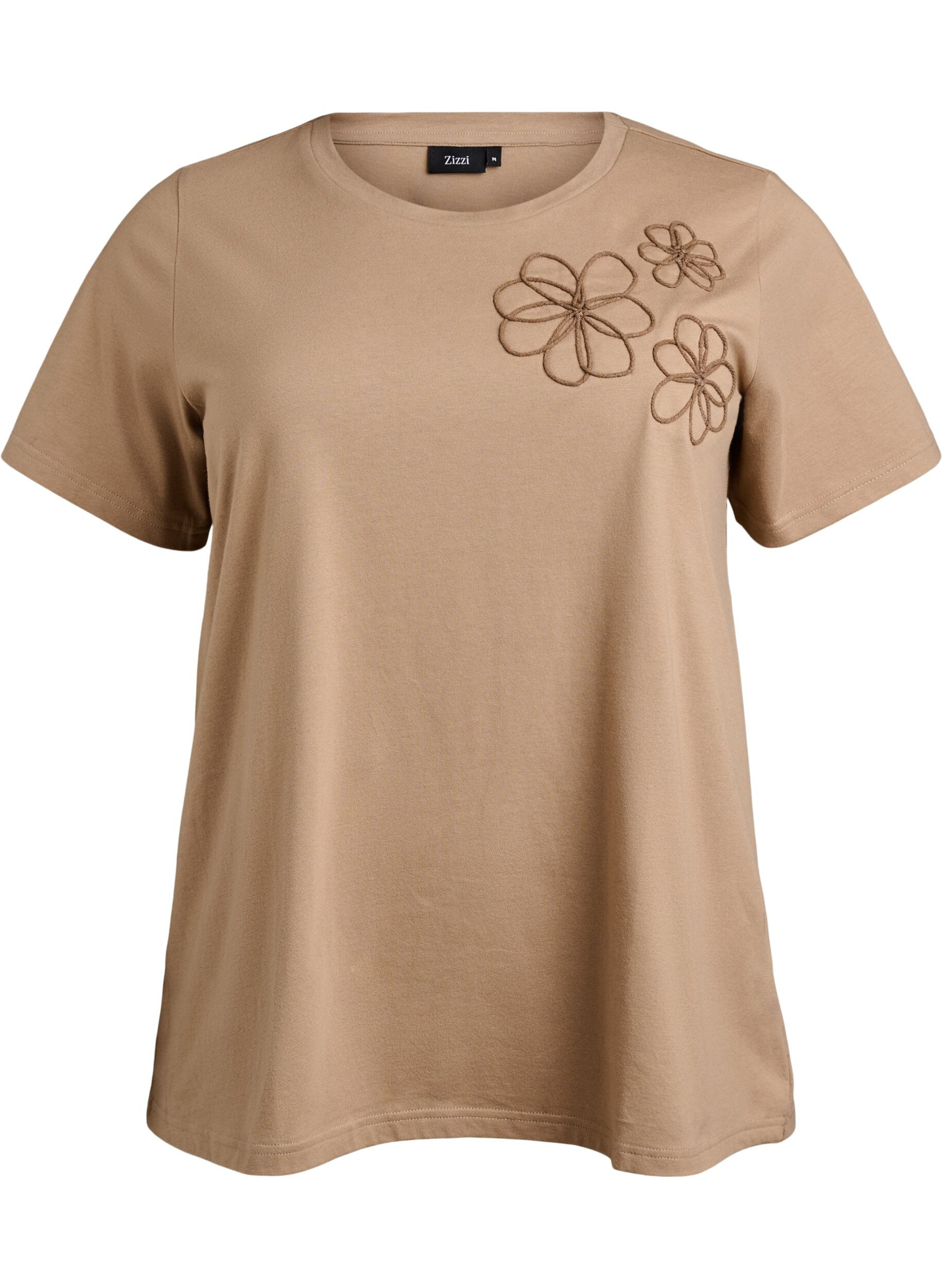 Zizzi T-shirt med dekorativa detaljer, Beige, Packshot image number 0