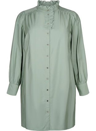Viskosskjorta klänning med ruffles, Green Bay, Packshot image number 0