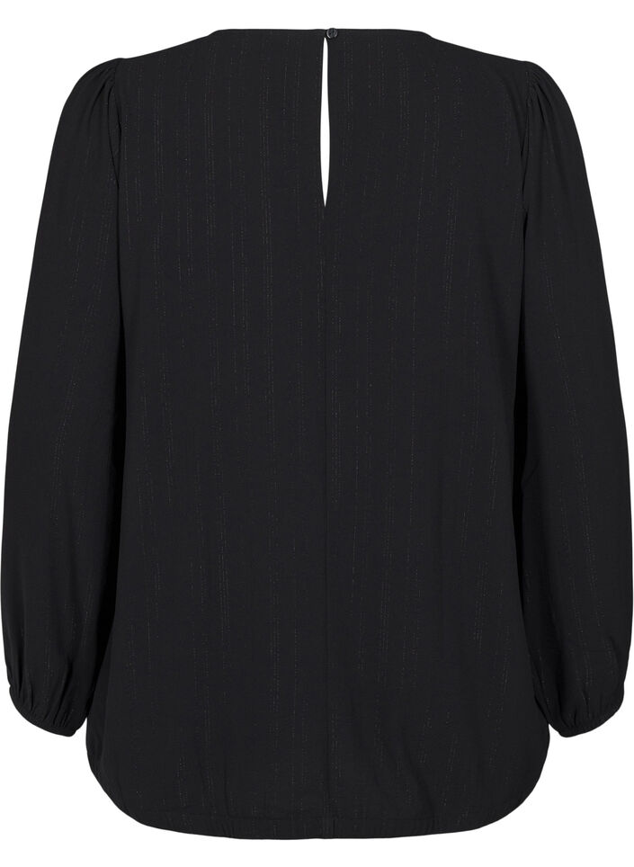 Blus med silverglitter, Svart, Packshot image number 1