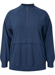 Sweatshirt med dragkedja och ficka, Insignia Blue Mel. 