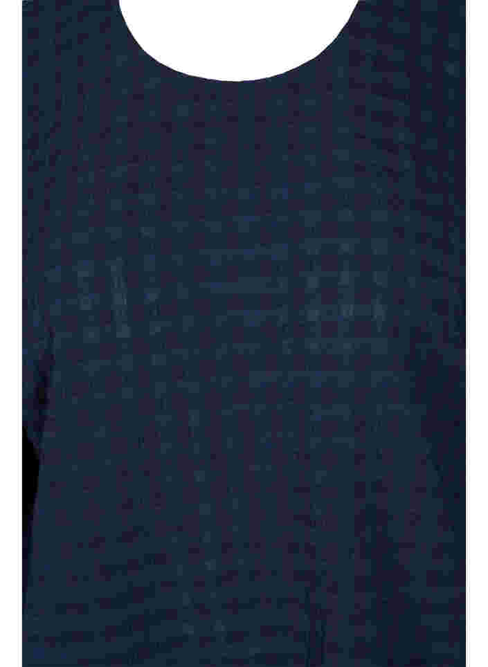 Strukturerad blus med 3/4 ärmar, Navy Blazer, Packshot image number 2