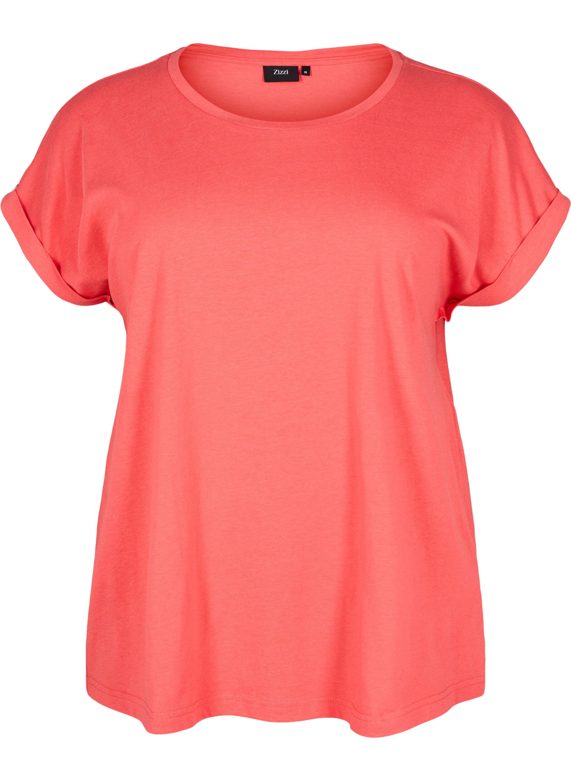 ZizziKort&auml;rmad t-shirt i bomullsblandning, R&ouml;d, Packshot image number 0