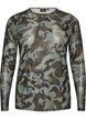 Blus i mesh med m&ouml;nster, Gr&ouml;n, Packshot image number 0