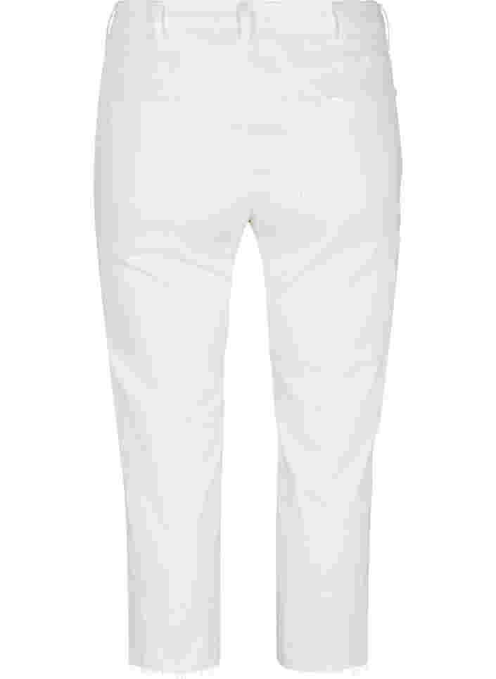 Croppade jeans med råa kanter och hög midja, White, Packshot image number 1