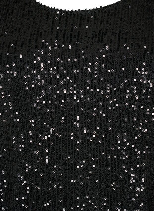 Kort långärmad paljettklänning, Black, Packshot image number 2