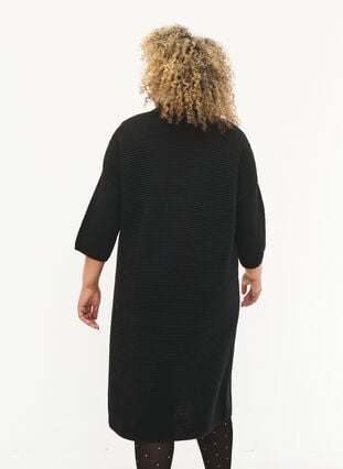 Stickad klänning med korta ärmar, Black, Model image number 1