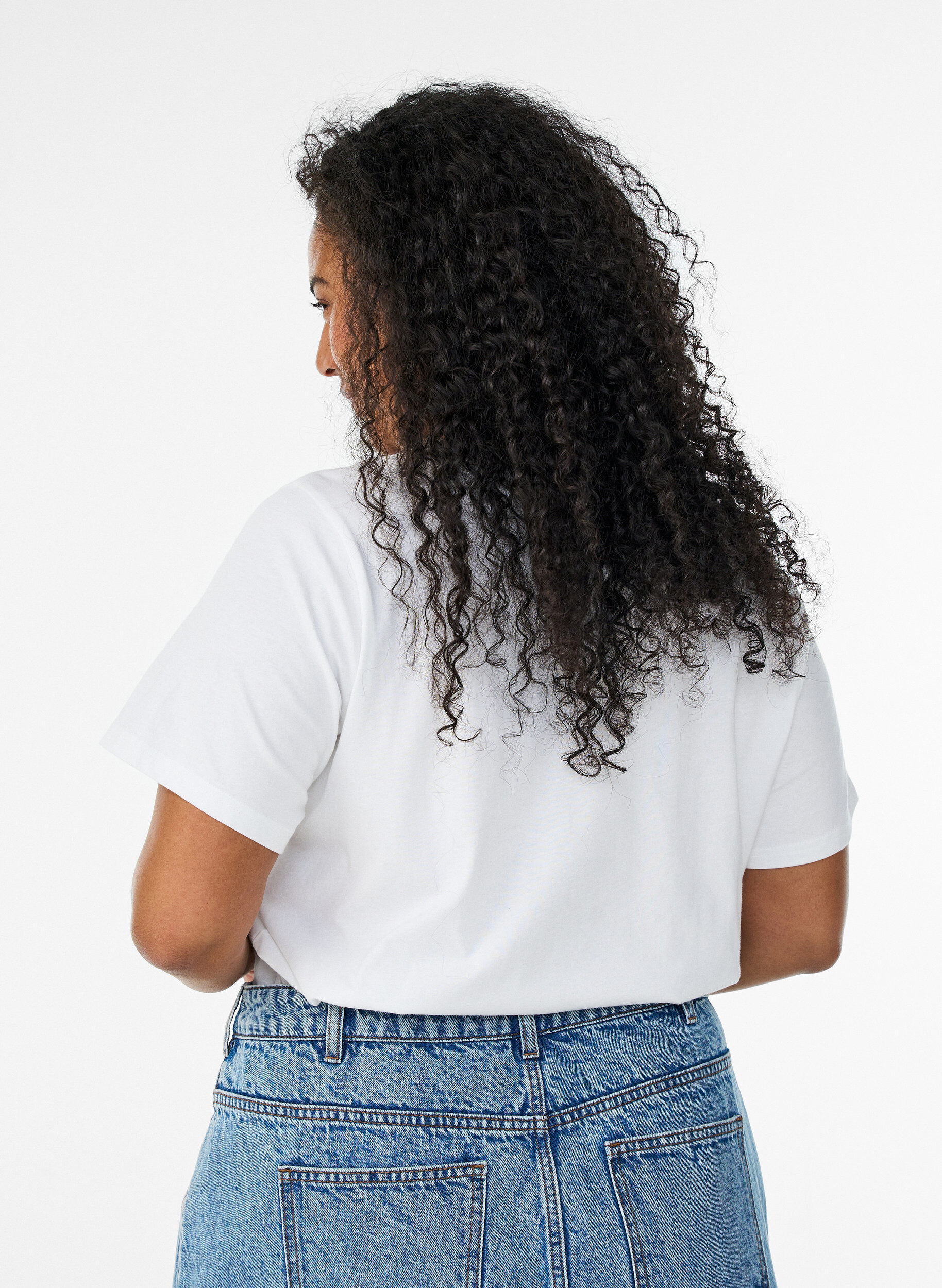 ZizziT-shirt i ekologisk bomull med strandtryck, Vit, Model image number 2