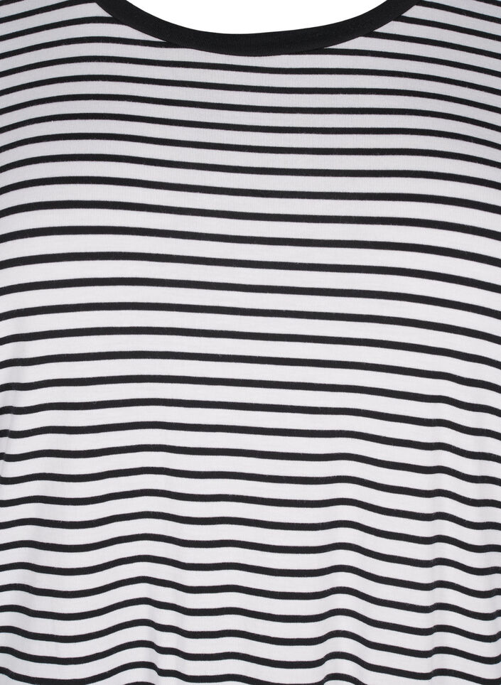 Randig T-shirt i lyocell med rund hals, Svart, Packshot image number 2
