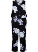 Ärmlös jumpsuit i viskos, Black Big Flower AOP, Packshot image number 0