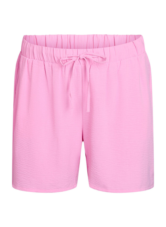 Shorts med fickor och res&aring;r i midjan, Rosa, Packshot image number 0
