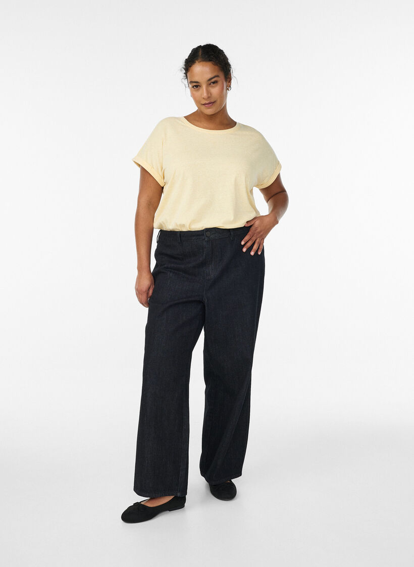 Melerad t-shirt med korta &auml;rmar, Gul, Model image number 1