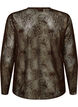 Blus i mesh med blommor och paljetter, Brun, Packshot image number 1
