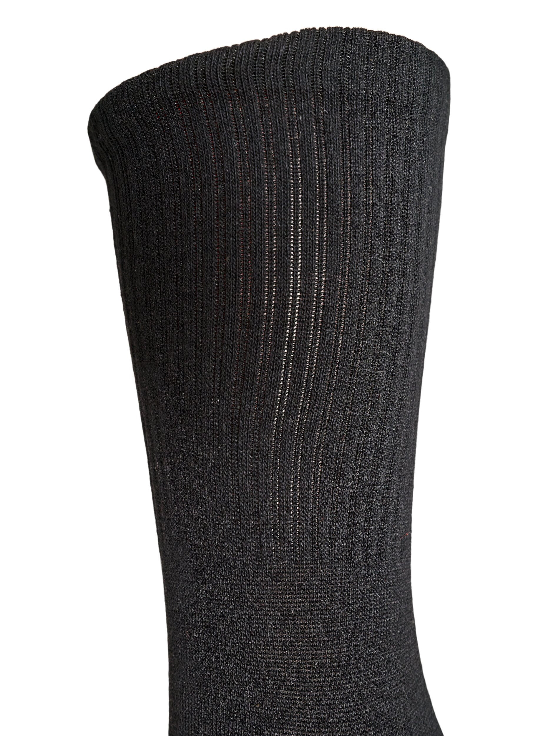 ZizziRibbad strumpa i bomull, Svart, Packshot image number 2