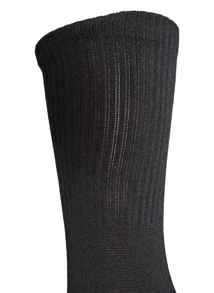 Ribbad strumpa i bomull, Svart, Packshot image number 2