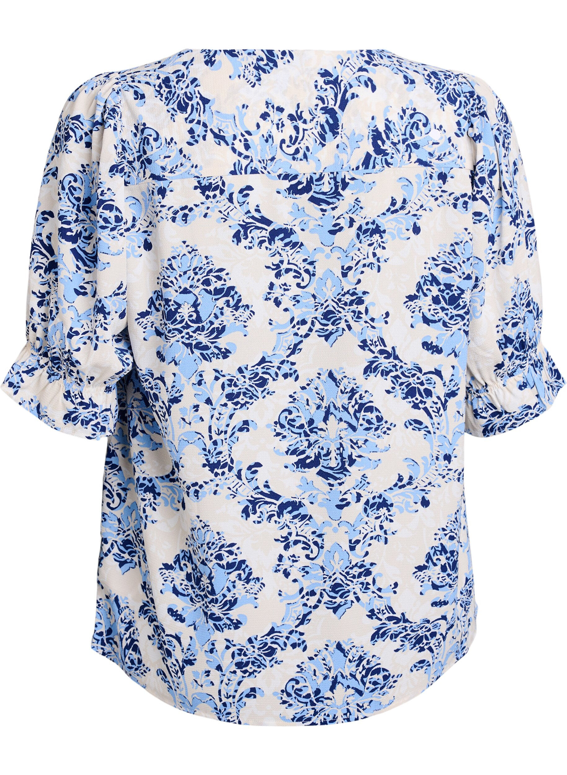 ZizziSkjortblus med halvl&aring;nga &auml;rmar, Beige, Packshot image number 1