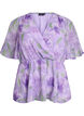 Blus i chiffong med blommor och korta &auml;rmar, Lila, Packshot image number 0