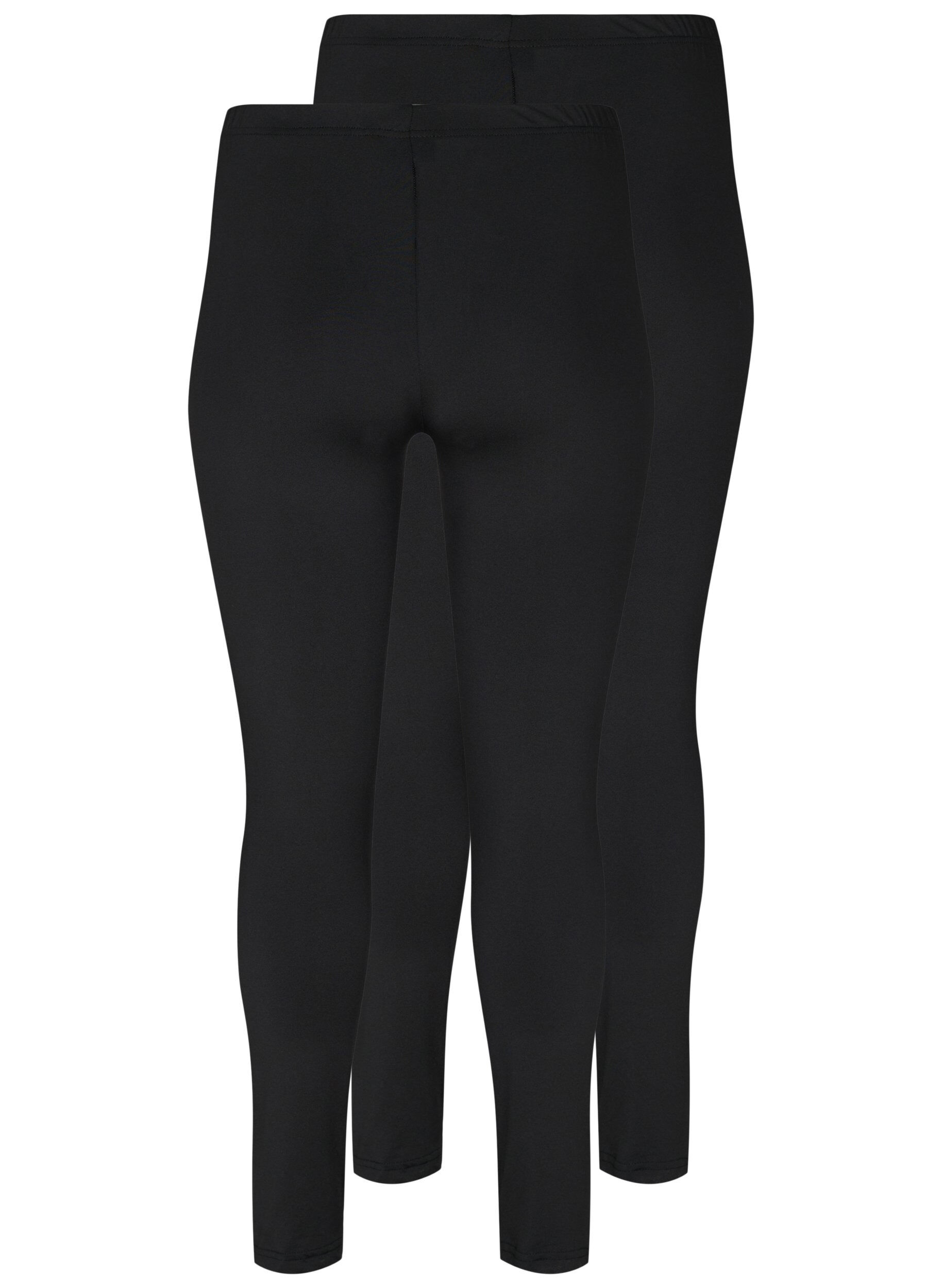 Zizzi 2-pack basic leggings, Svart, Packshot image number 1