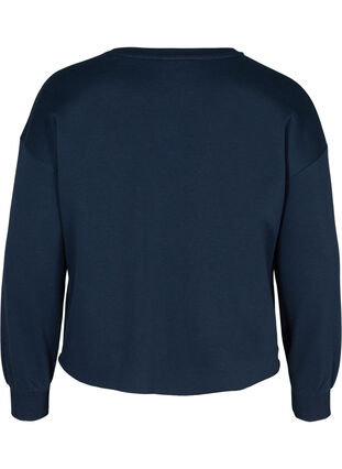 Croppad sweatshirt med rund halsringning, Navy Blazer, Packshot image number 1