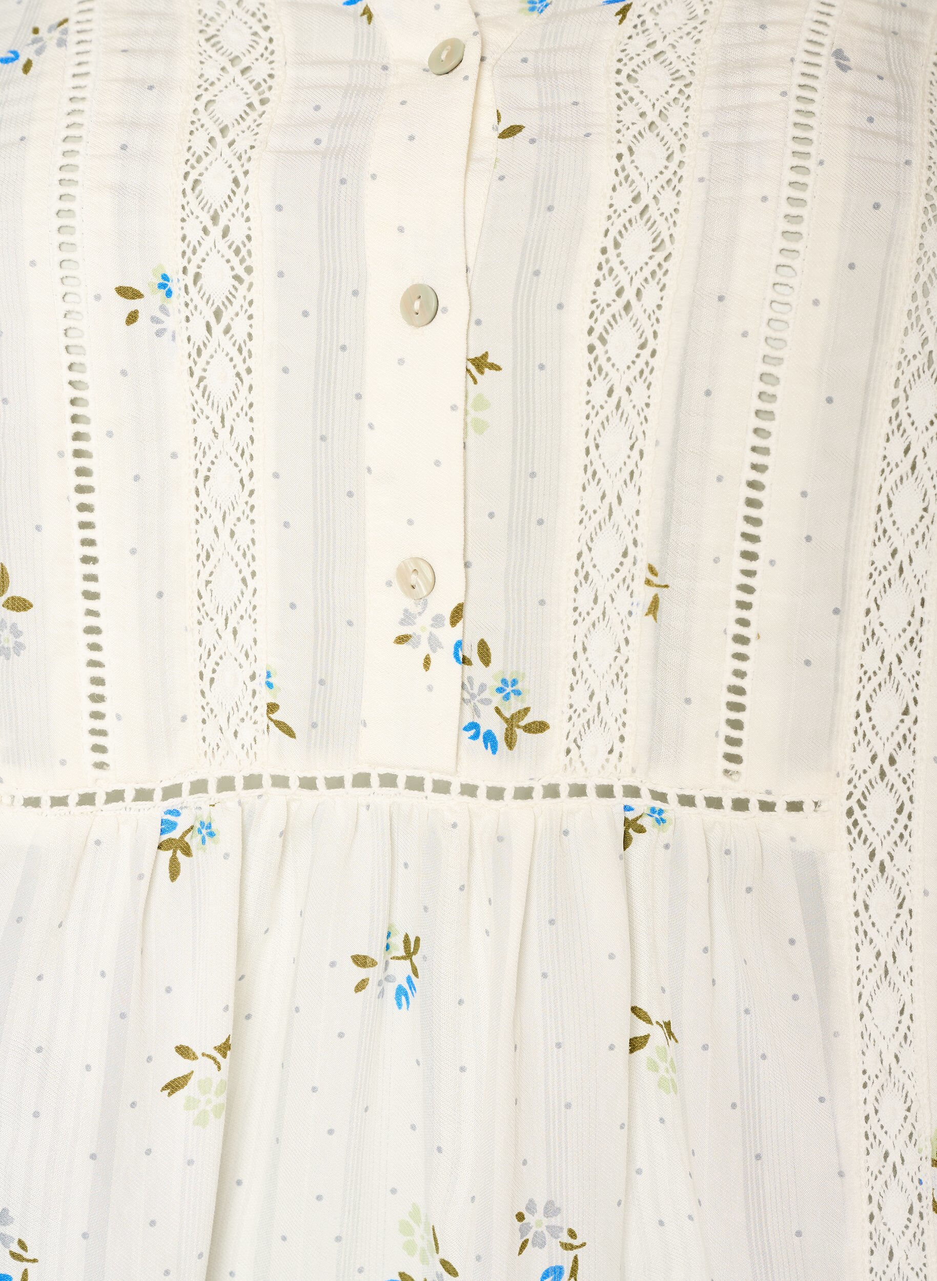 ZizziKort viskoskl&auml;nning med spetsdekor och A-linjeformad sk&auml;rning, Vanilla, Packshot image number 2