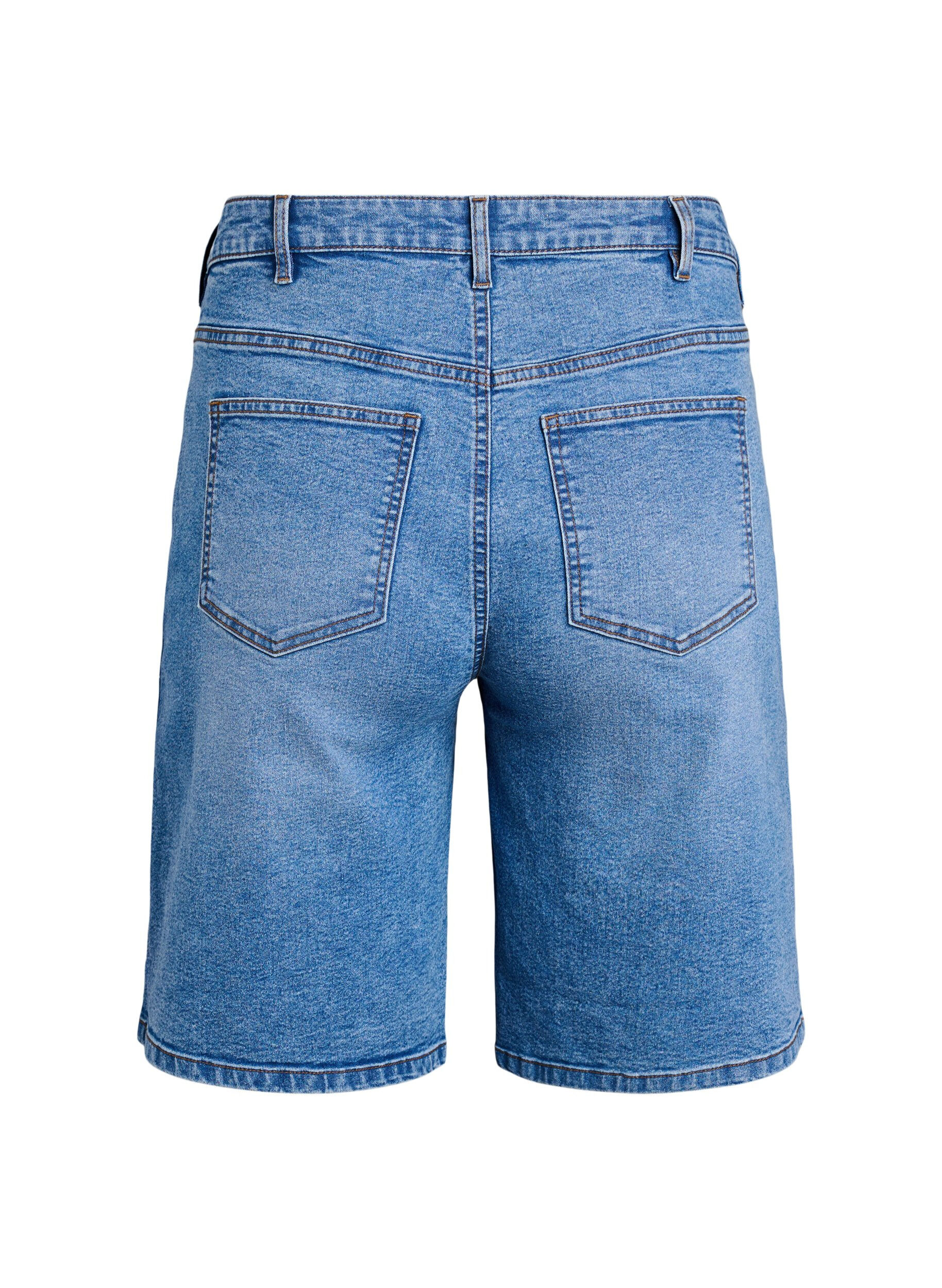 Zizzi FLASH - L&ouml;sa jeansshorts med h&ouml;g midja, Bl&aring;, Packshot image number 1