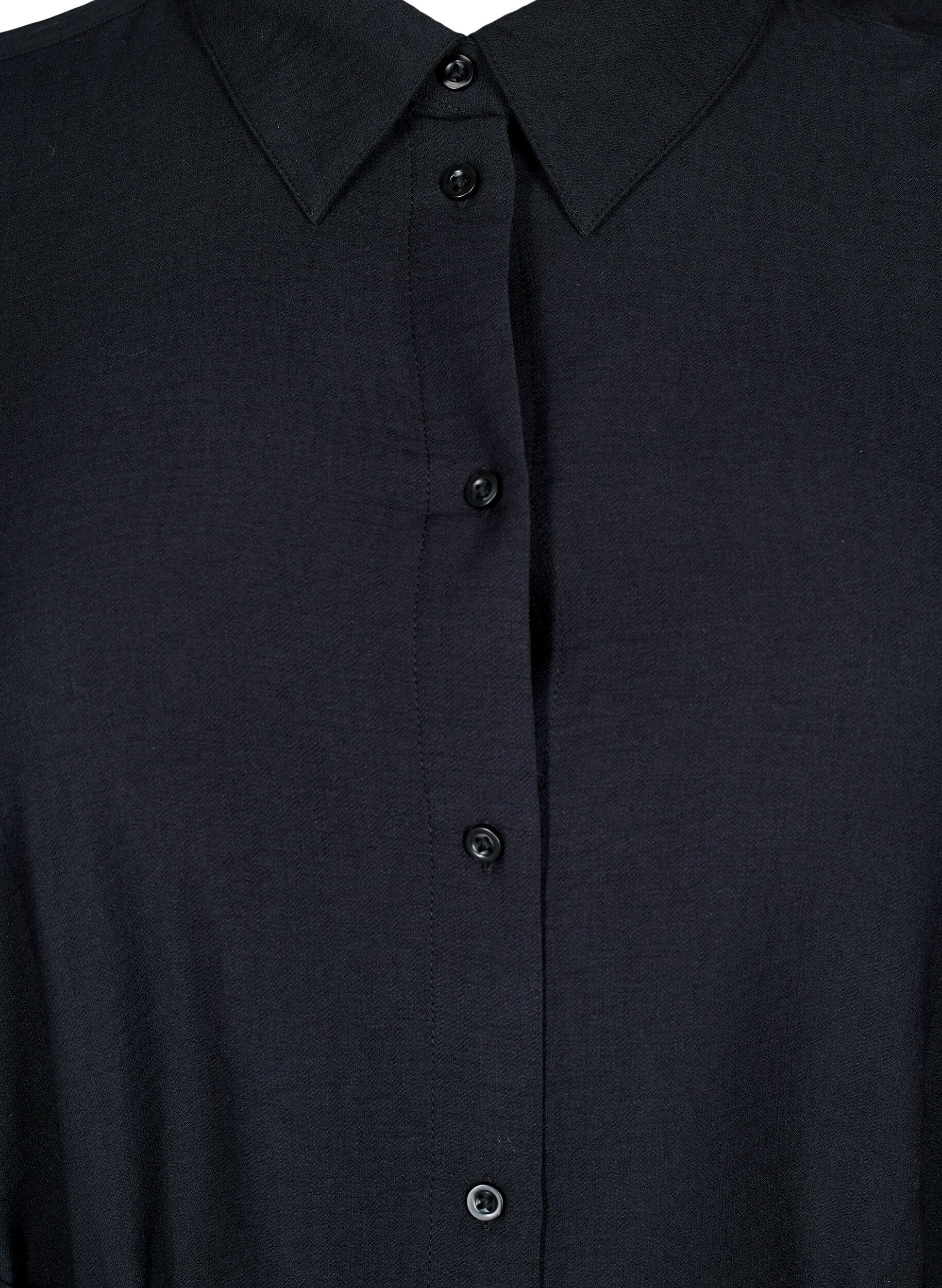 Zizzi Skjortkl&auml;nning med knytsk&auml;rp och l&aring;nga &auml;rmar, Svart, Packshot image number 2