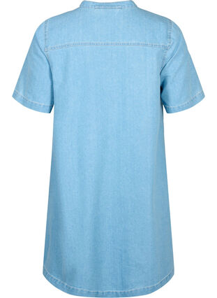 A-formad denimklänning med korta ärmar, Light blue denim, Packshot image number 1