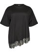 T-shirt med asymmetrisk spetskant, Svart, Packshot image number 0
