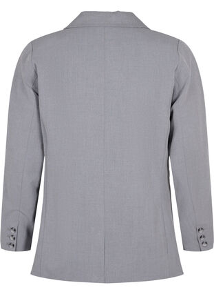 Enkel blazer med fickor, Medium Grey Melange, Packshot image number 1