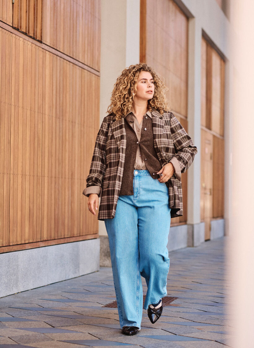 Jeans med vida ben och h&ouml;g midja, Bl&aring;, Image