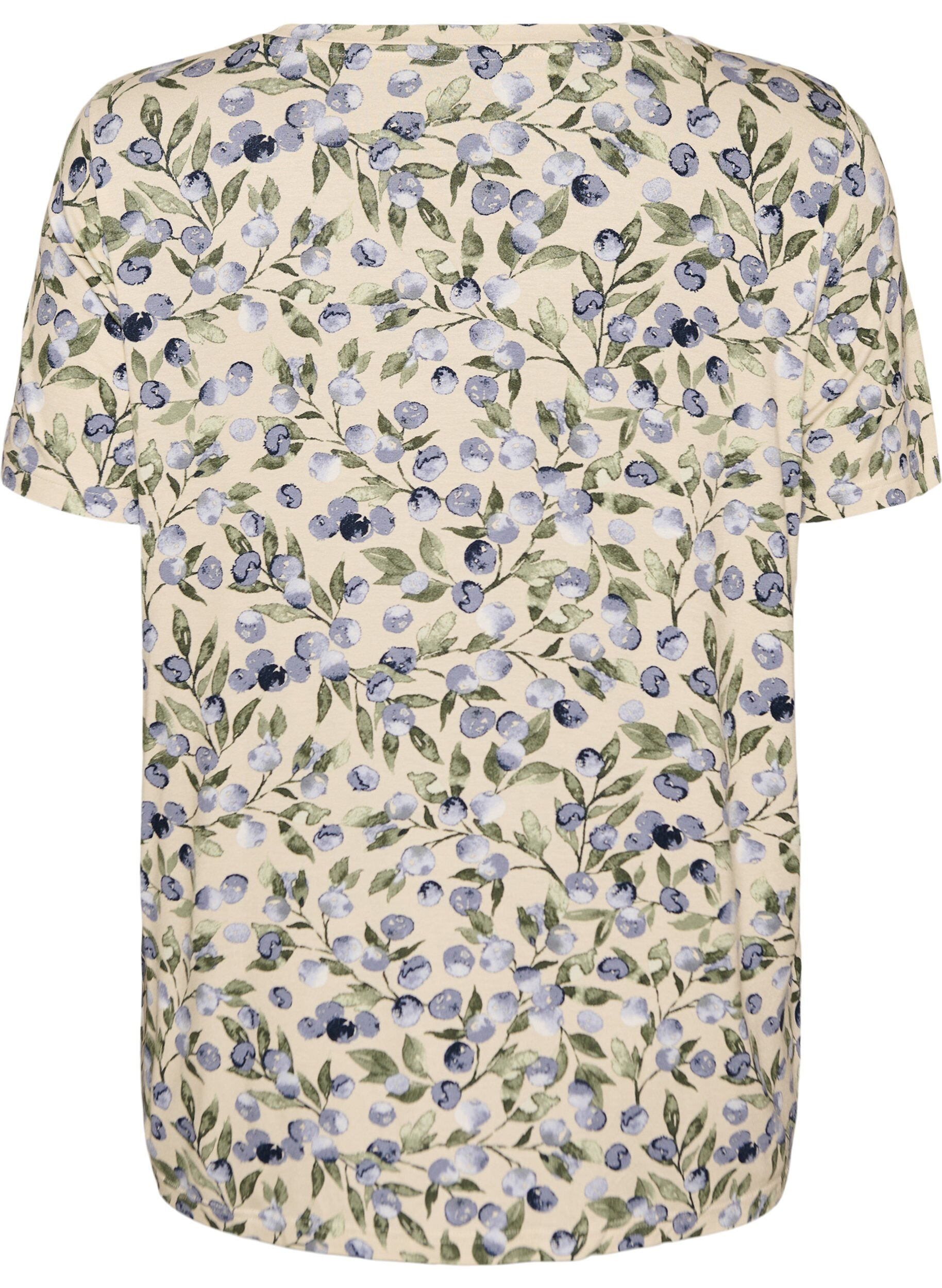 Zizzi T-shirt med blommigt tryck, Vanilla, Packshot image number 1