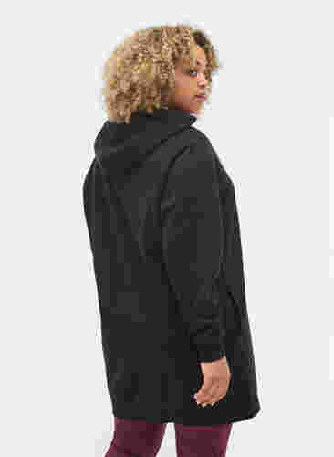 Lång sweatshirt med huva och tryck, Black w. Logo Print, Model image number 1