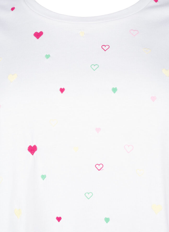 T-shirt med hjärtan i ekologisk bomull., White Heart Emb., Packshot image number 2