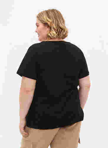 Kortärmad t-shirt i bomull, Black, Model image number 1
