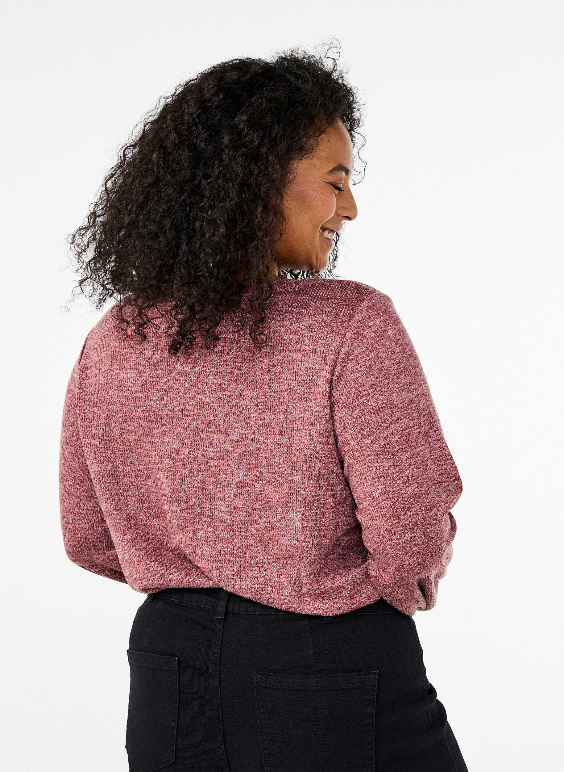 Zizzi FLASH - Jerseyblus med l&aring;nga &auml;rmar, Rosa, Model image number 2