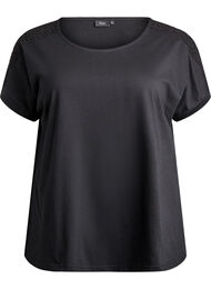 T-shirt i bomull med virkad detalj, Svart