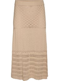 Stickad kjol med h&aring;ls&ouml;m, Beige