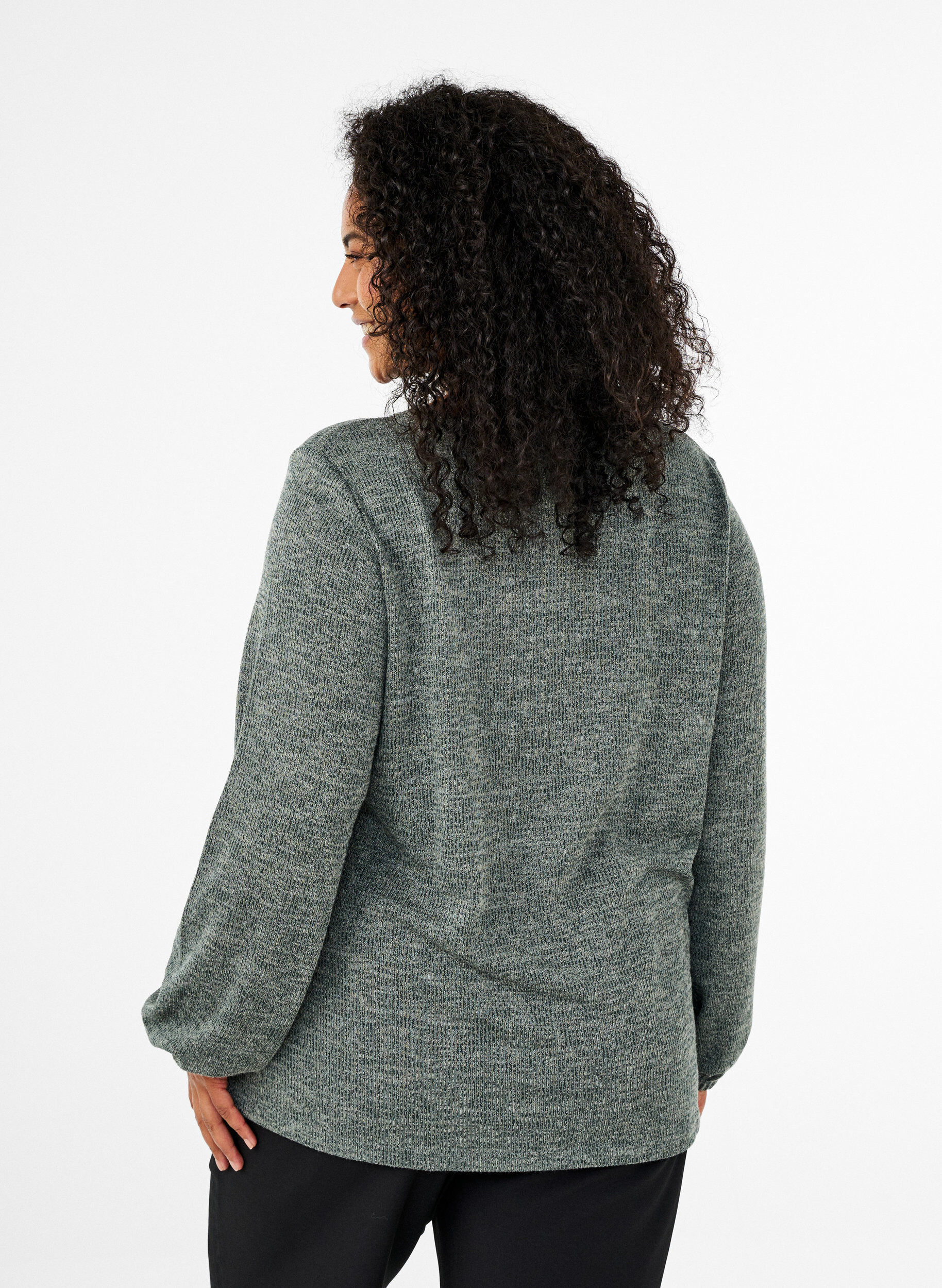 Zizzi FLASH - Jerseyblus med l&aring;nga &auml;rmar, Gr&ouml;n, Model image number 2