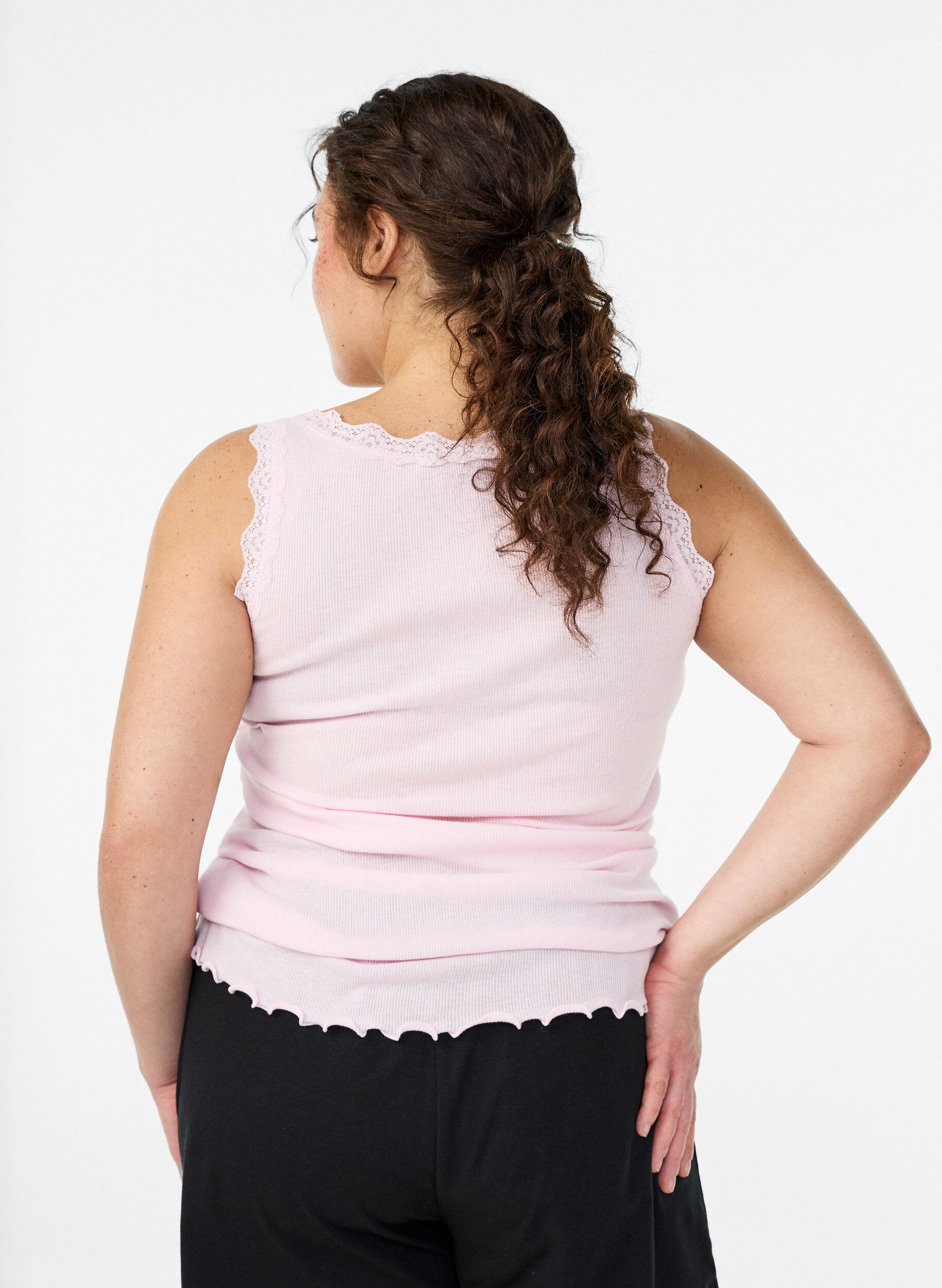 ZizziTopp med spetskant, Rosa, Model image number 2