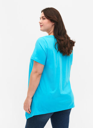 T-shirt i bomull med kort ärmar, Blue Atoll Sunshine, Model image number 1