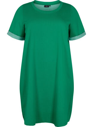 Sweatshirtklänning med korta ärmar och slits, Jolly Green, Packshot image number 0